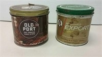 Two Tobacco Tins- Export Light & Old Port Pipe