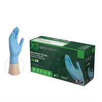 X3 Blue Nitrile Disposable Industrial Gloves, 3