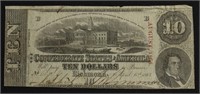 1863 10 $ CONFEDERATE NOTE VF