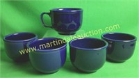 (5) Fiesta Cobalt Blue Jumbo Cups