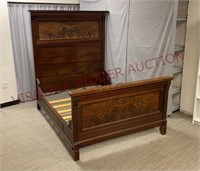 Eastlake Victorian Walnut & Burl Full Bed Frame