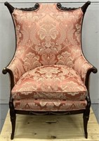 Antique Carved Mahogany Fireplace Chair