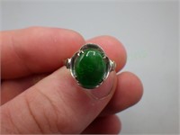 14K size 6 ring with green cabochon style stone