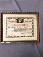 1907 framed diploma