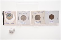 4 pièces de collection du Canada dont 5 cents