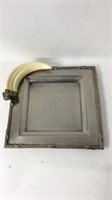 Vintage Metal Tray W/Boar Tusk From India UJC