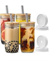 4 pack 24 oz glass mason jar tea cup tumbler