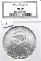 2003 NGC MS69 SILVER EAGLE