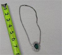 Costume Necklace w/ Green Stone