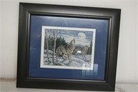 Framed wolf cross stitch