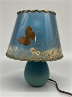 Van Briggle Pottery Lamp w/ Butterfly Shade.