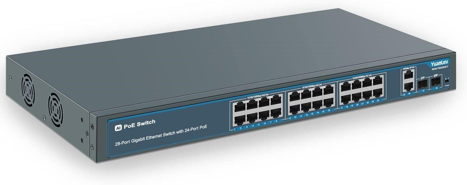 24 Port Gigabit PoE Switch  2 Uplink  2 SFP