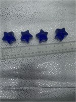 4 small blue glass stars