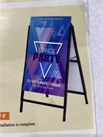 STEEL A FRAME POSTER STAND USED/ MISSING HARDWARE