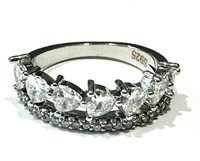 DAZZLING CZ DOUBLE SET STERLING STACKABLE RING