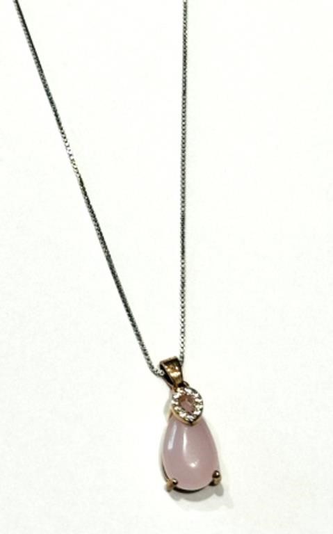 PRETTY PINK OPAL PENDANT STERLING NECKLACE