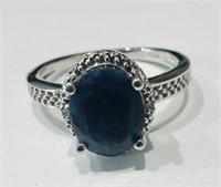 MAGNIFICENT STERLING 1CT OVAL BLUE SAPPHIRE RING