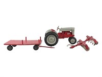 Hubley Kiddie Toy Tractor, Trailer, Subsoiler Disc