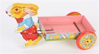 CHEIN TIN EASTER BUNNY PULLING CART