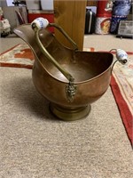 Vintage copper and brass coal scuttle