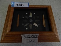 Framed Indian artifacts from South Dakota per sell
