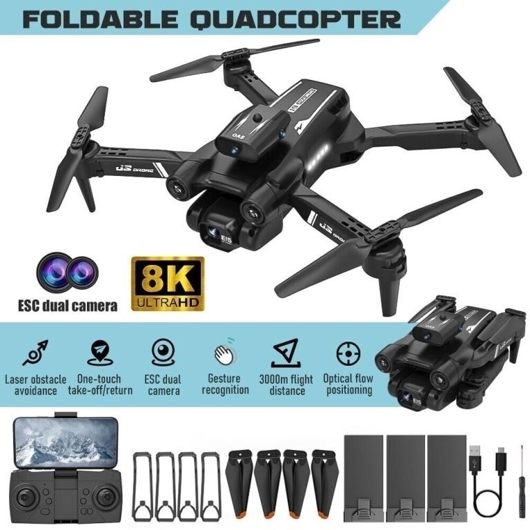 2023 Drone 8K HD Dual Camera WiFi FPV 4 Batteries