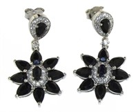 Natural 12.60 ct Sapphire & White Zircon Earrings