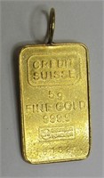 .999 GOLD 5g PENDANT BAR - CREDIT SUISSE