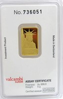 .999 GOLD 5g BAR -  VALCAMBI SUISSE LIBERTY