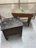 Small Wooden Bench And Shoe Shine Box