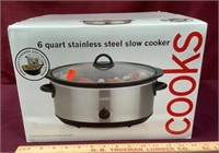 NIB 6 Qt. Stainless Steel Slow Cooker By Cooks