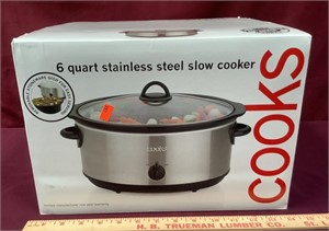 NIB 6 Qt. Stainless Steel Slow Cooker By Cooks