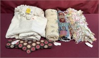 Bates Bed Spread, 2 Small Rugs, Wool Table Runner,