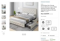 N8047  Homfa Queen Bed Frame Upholstered with Hea
