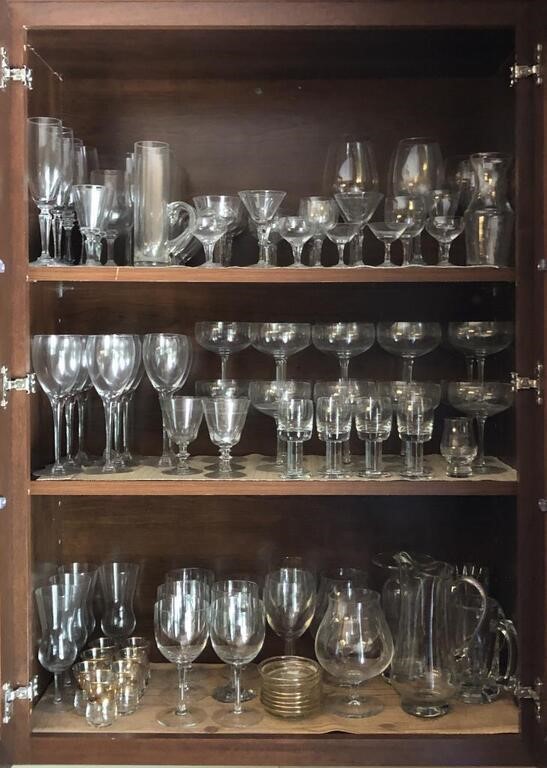 Large Collection of Mixed Glass Barware