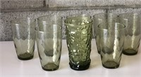 Green Vintage Drinking Glasses-8 Total