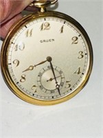 Police: Gruen 10 Kt Gold Filled Pocket Watch C1870