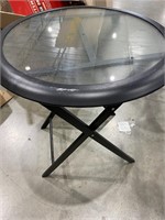 29inch Round Folding Glass Table Black