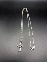 .925 Silver Platted Necklace w/ Cross