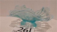 FOOTED OPALESCENT RUFFLED BOWL 6 IN