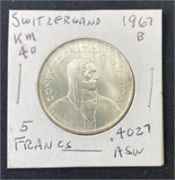 1967 Switzerland Silver 5 Francs