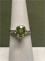 STERLING SILVER RING WITH NATURAL PERIDOT