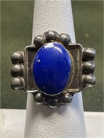STERLING SILVER RING WITH LAPIS LAZULI MADE IN