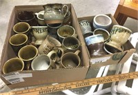 2 BOX LOT OF POTTERY CUPS