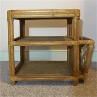 Light brown wicker bamboo style side table