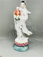 ceramic Asian lady & child - damaged - 14.5" tall