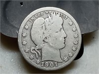 OF) 1901 silver Barber quarter