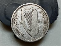 OF) Low mintage 1933 Ireland silver 2 Florin
