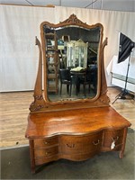 Antique Oak Princess Dresser w/Mirror