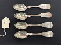 4 Coin silver teaspoons by S& C Roberts Trenton